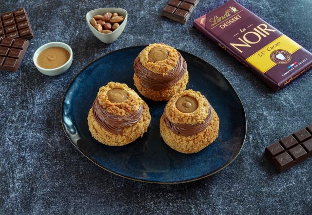 Choux craquelin au chocolat et au praliné