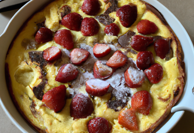 Clafoutis aux fraises et chocolat blanc