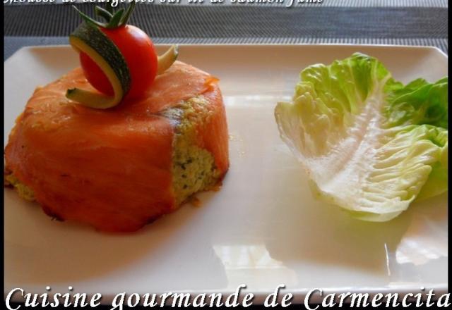 Mousse de courgettes sur lit de saumon fumé