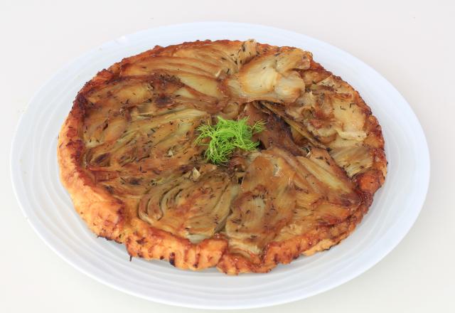 Tatin de fenouil, crème fouettée au basilic