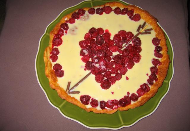 Tarte à la ganache de chocolat blanc et framboises