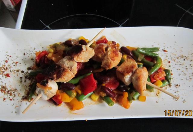 Brochettes fondantes de poulet mariné