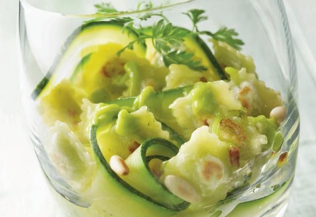 Verrine de courgettes aux ravioles