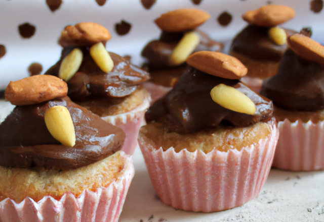 Cupcakes au chocolat et sa déco en pâte d'amande