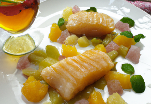 Filets de limande aux fruits de saison et saveur grand marnier