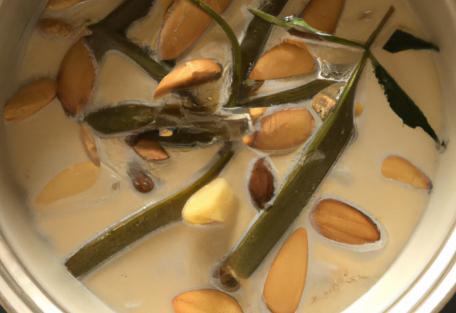 Confit végétal dans un bain de lait d'amande douce