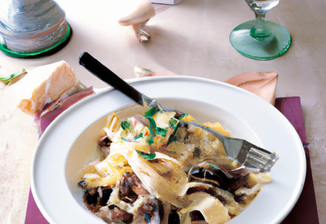 Fettuccine bicolores aux champignons et ricotta salée