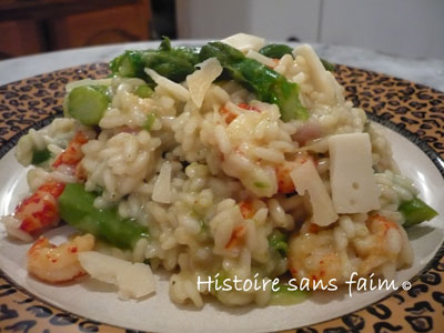 Risotto aux écrevisses et asperges vertes