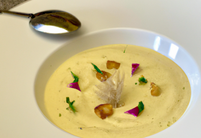 Velouté de topinambours, ail et fines herbes