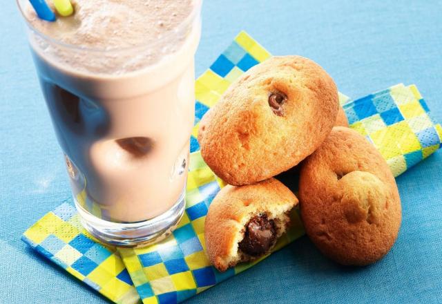 Madeleines cœur noisette et milkshake au chocolat