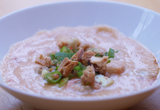 Gaspacho de tomates plein champ et tartare de tomates