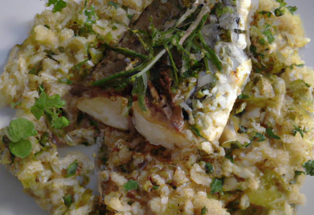 Daurade royale Bio poêlée, huile d'herbes et riz vénéré façon risotto