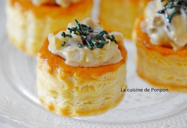 Mini zakouski feuilleté de duxelles de champignons des bois et spiruline