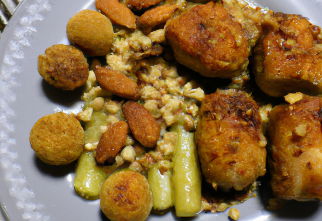 Poularde bruxelloise avec croquettes aux amandes