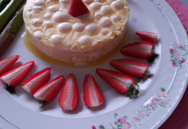 Pastilla asperges et écrevisses, écume de fraise