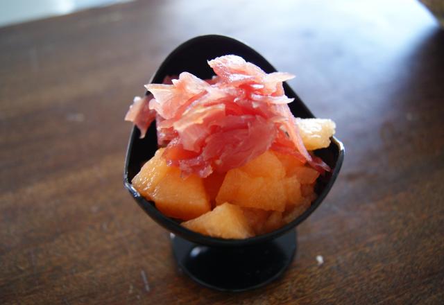 Verrine bacon et melon