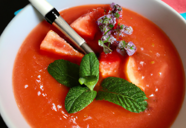 Soupe de fraise, tomate et orange