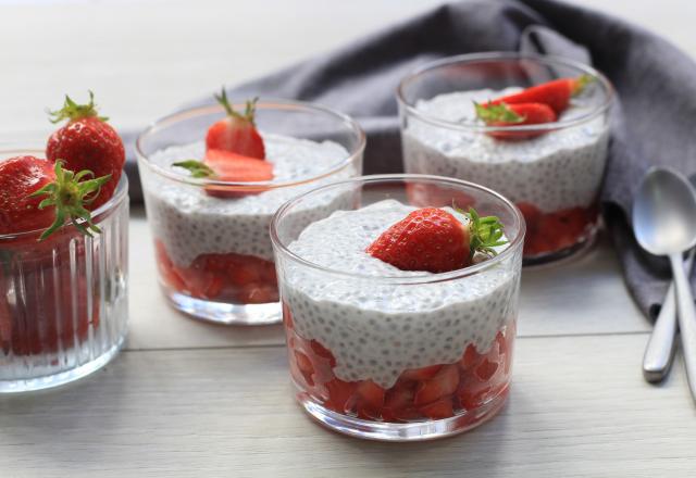 Pudding aux graines de chia et fraises du Périgord IGP