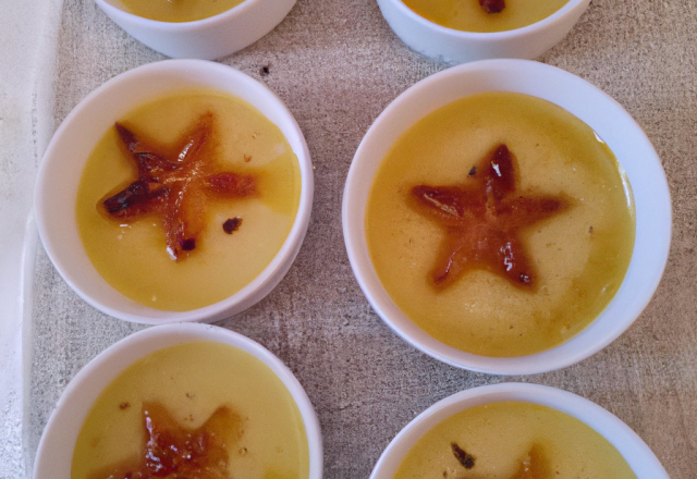 Crème brûlée aux poires en forme d'étoiles