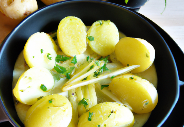 Pommes de terre au four crème fouettée gingembre et citron vert