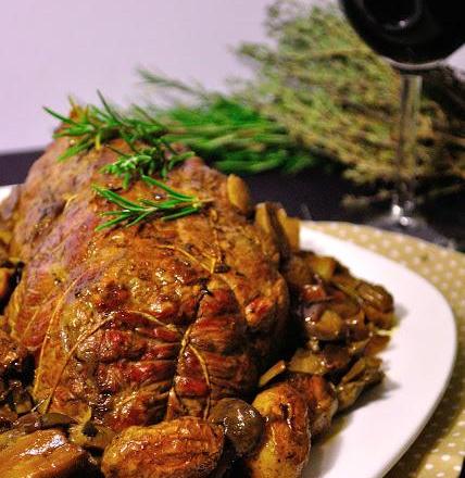 Rôti de bœuf aux champignons et aux marrons