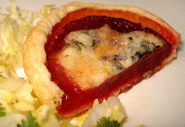 Tartelette de betterave rouge au roquefort