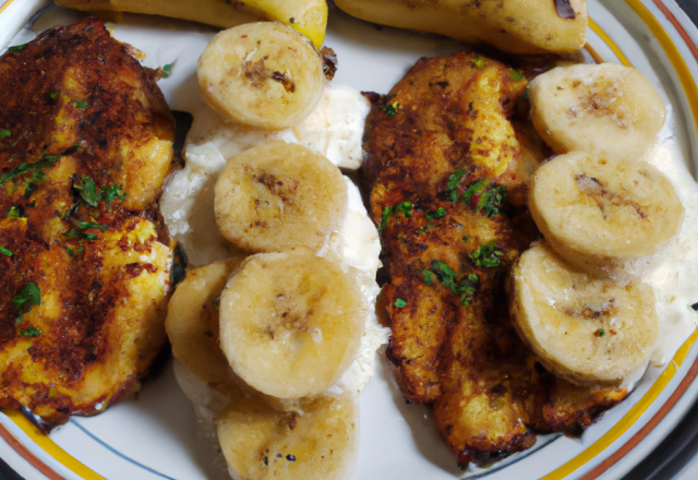 Escalopes de poulet aux bananes plantain