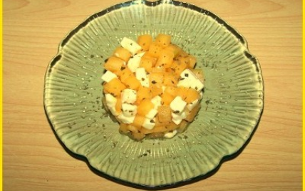 Tartare de melon, mozzarella et basilic