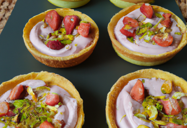 Tartelettes aux fraises et crème aux pistaches