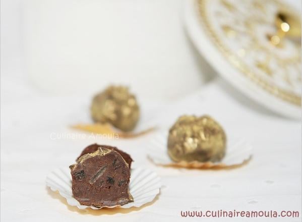 Truffes chocolat, caramel au beurre salé et ananas confits