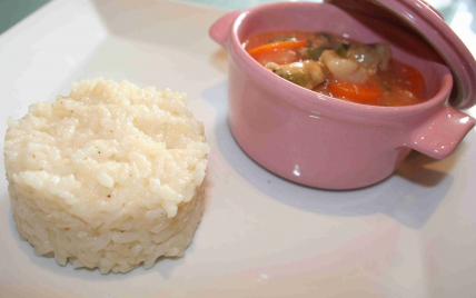 Cocotte retour de pêche et son risotto au parmesan