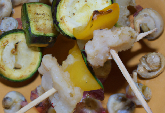 Brochettes de lotte aux légumes