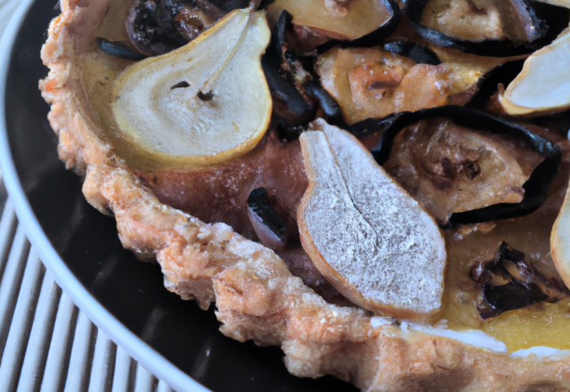 Tarte frangipane à la poire et chocolat