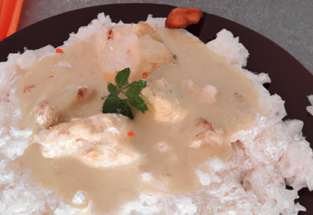 Chapon sauce blanche et riz sauvage