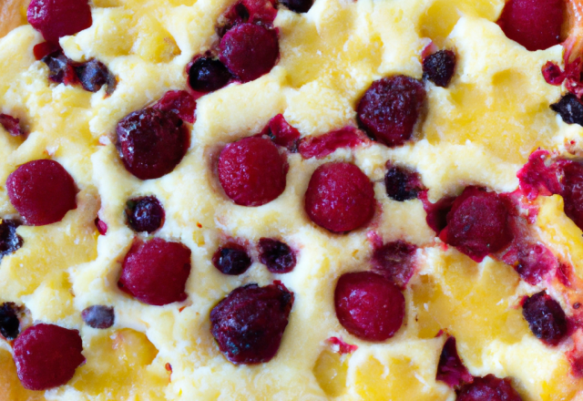 Tarte façon clafoutis ananas mûres framboises