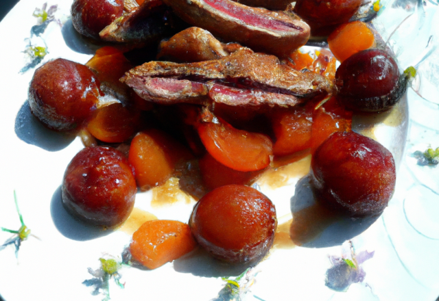 Magret de canard sucré-salé aux pêches