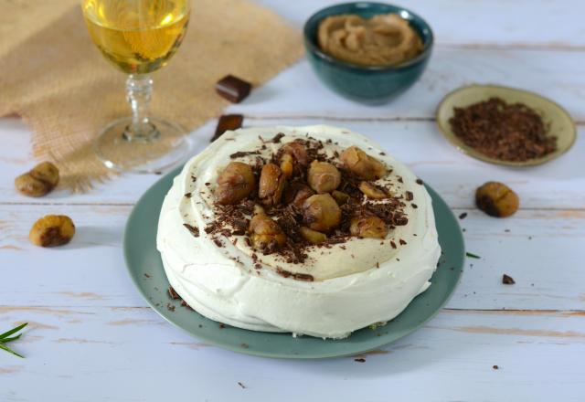 Pavlova aux marrons du Périgord et au chocolat