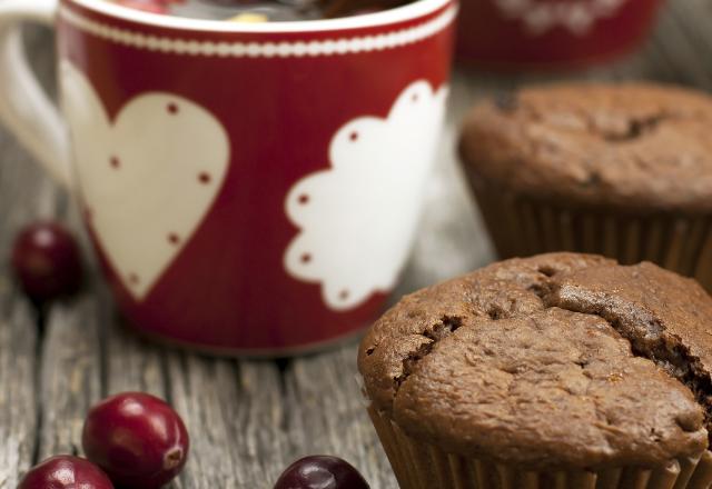 Muffins tout chocolat aux cranberries