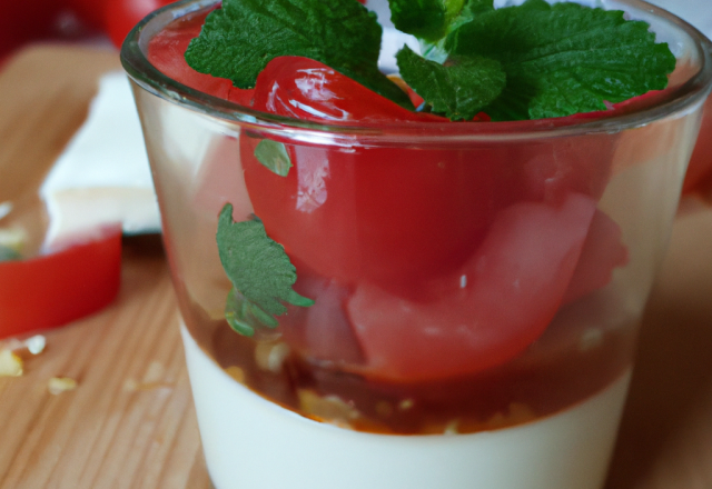 Verrine panna cotta chèvre et tomates confites