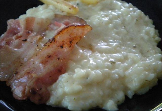 Risotto aux asperges et lard croustillant