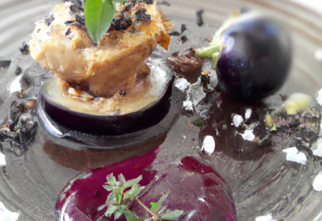 Glace à l'aubergine et huile d'olive