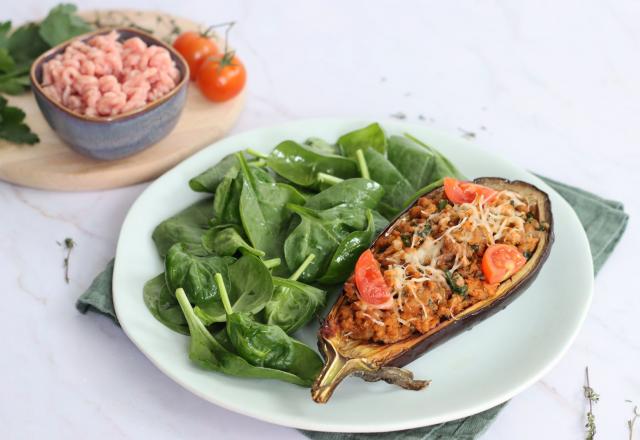 Aubergine farcie au haché de veau et aux herbes