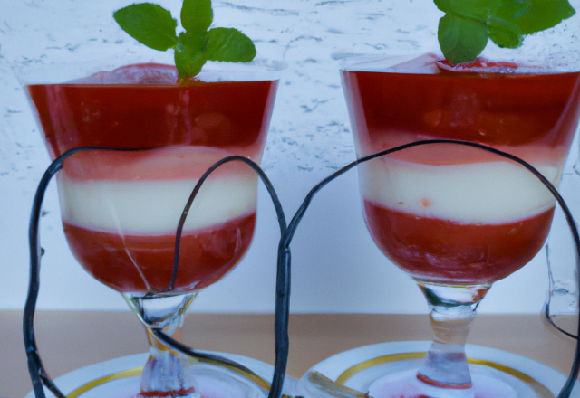 Verrines aériennes de mousse au fromage blanc et coulis de fraise