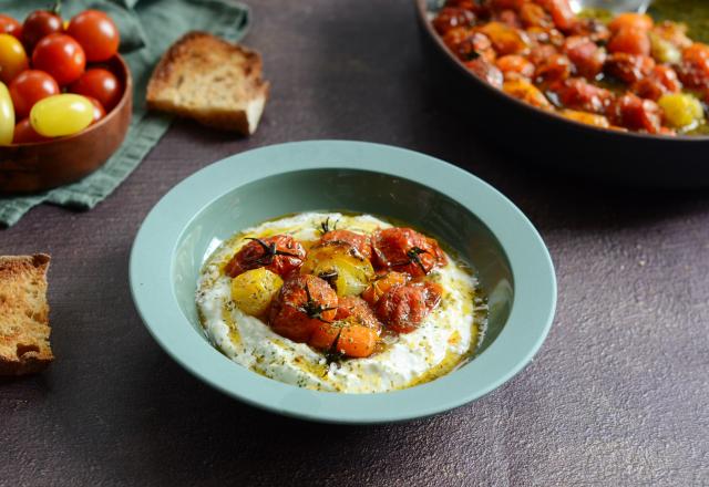 Tomates confites et crémeux à la féta