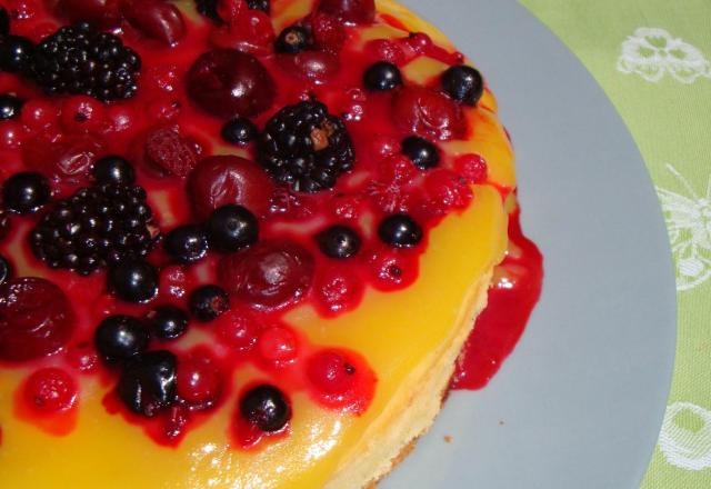 Cheesecake ricotta-fruits rouges au lemon curd