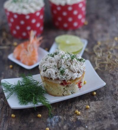 Cupcakes poivrons-crevettes aux Fromagères Thon & St Morêt