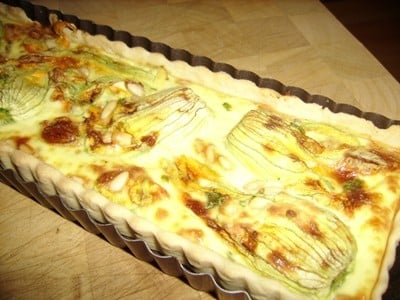 Tarte aux fleurs de courgettes ricotta