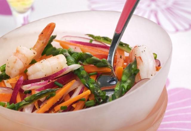 Salade fraiche d'asperge vertes et crevettes à la Bière de Printemps