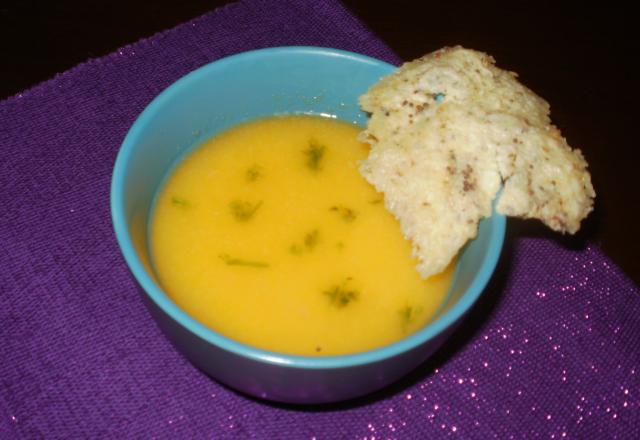 Velouté de potimarron croquants à l'emmental et aux graines de moutarde