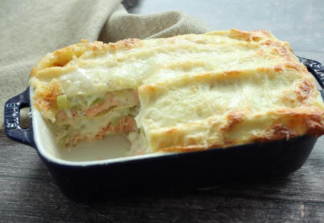 Lasagnes poireaux et saumon